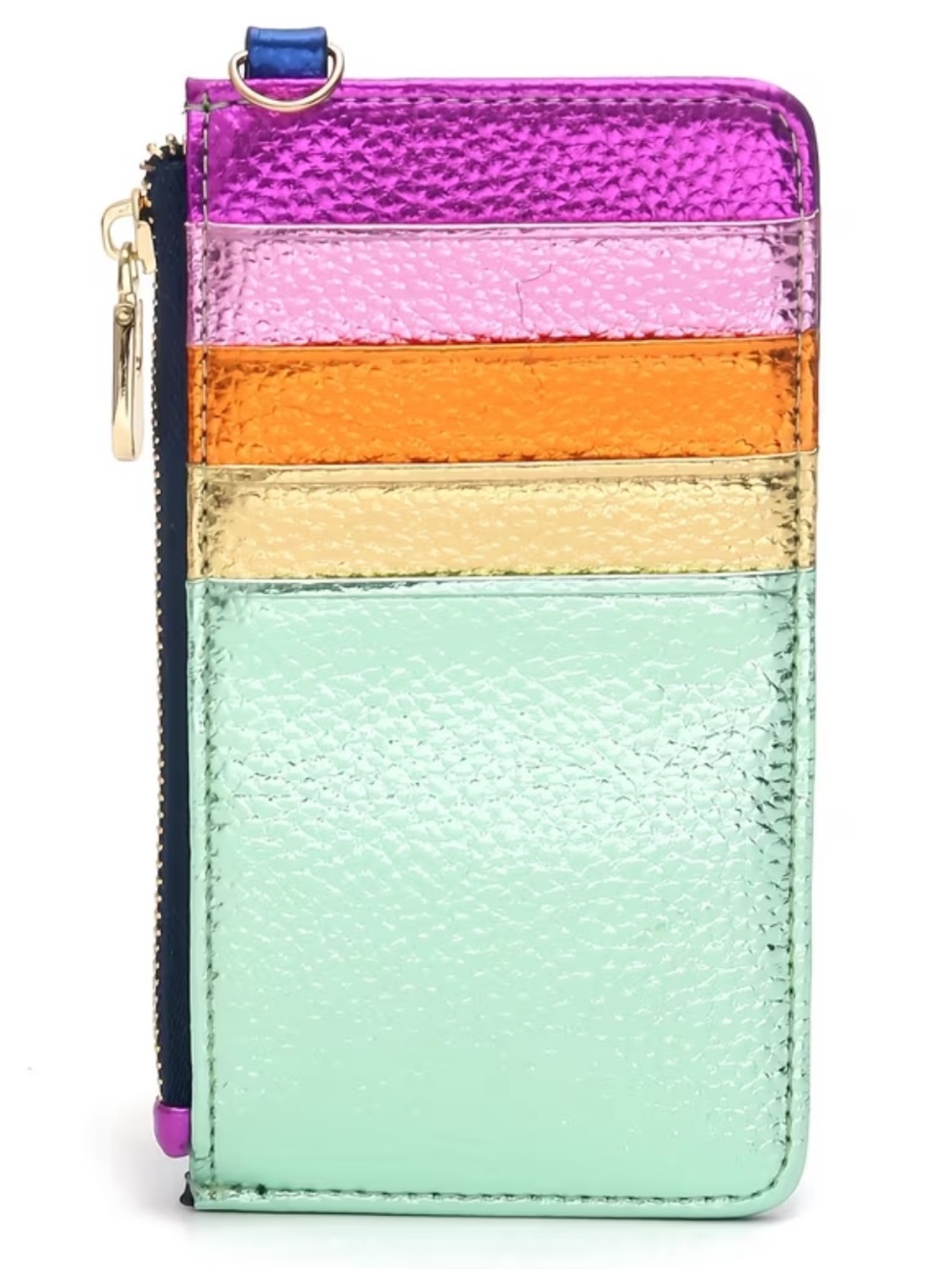 Kohl's Metallic Rainbow Card Case Wallet - Mint, Gold, Orange, Pink, Purple